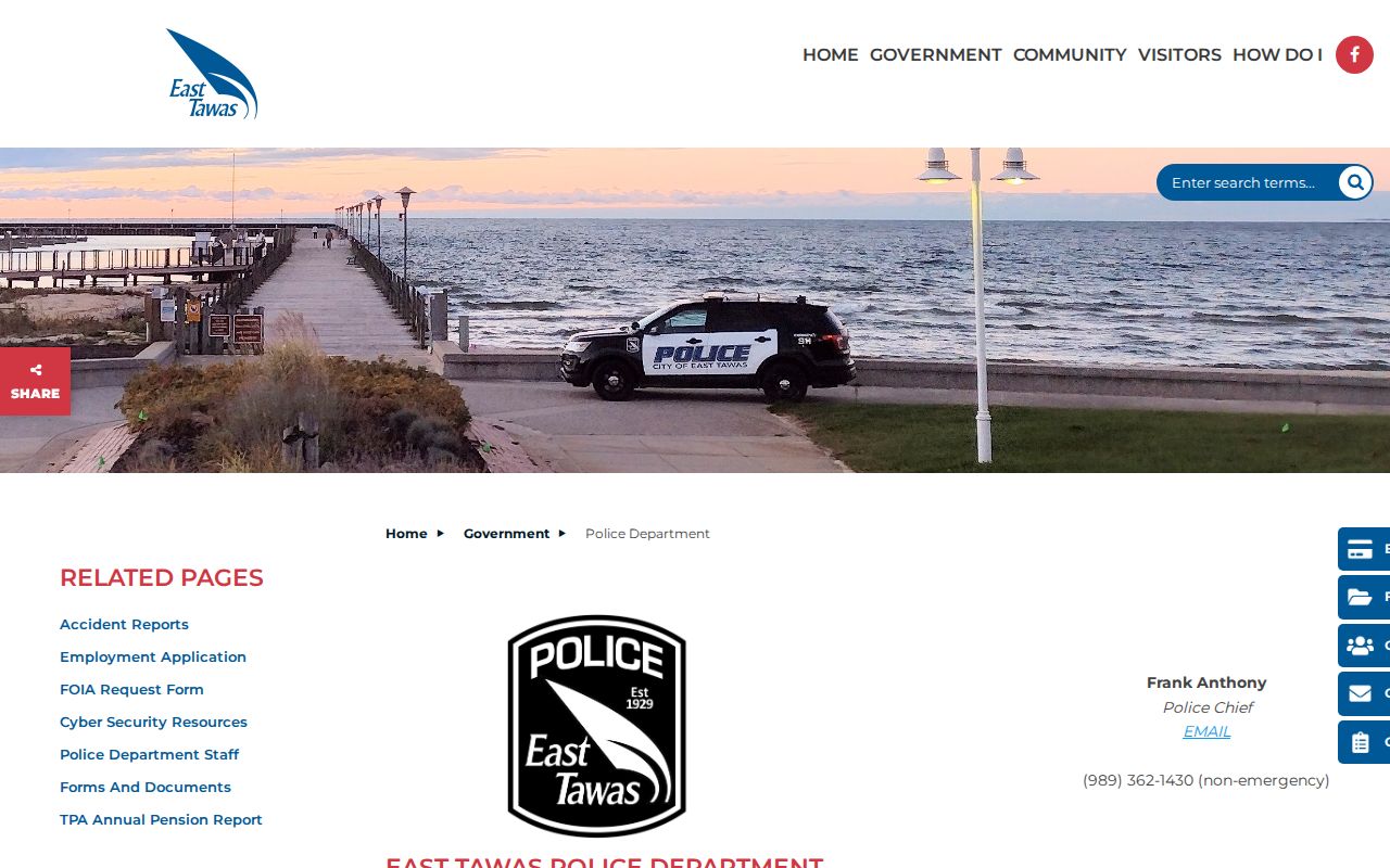 Official East Tawas Police Department contact webpage