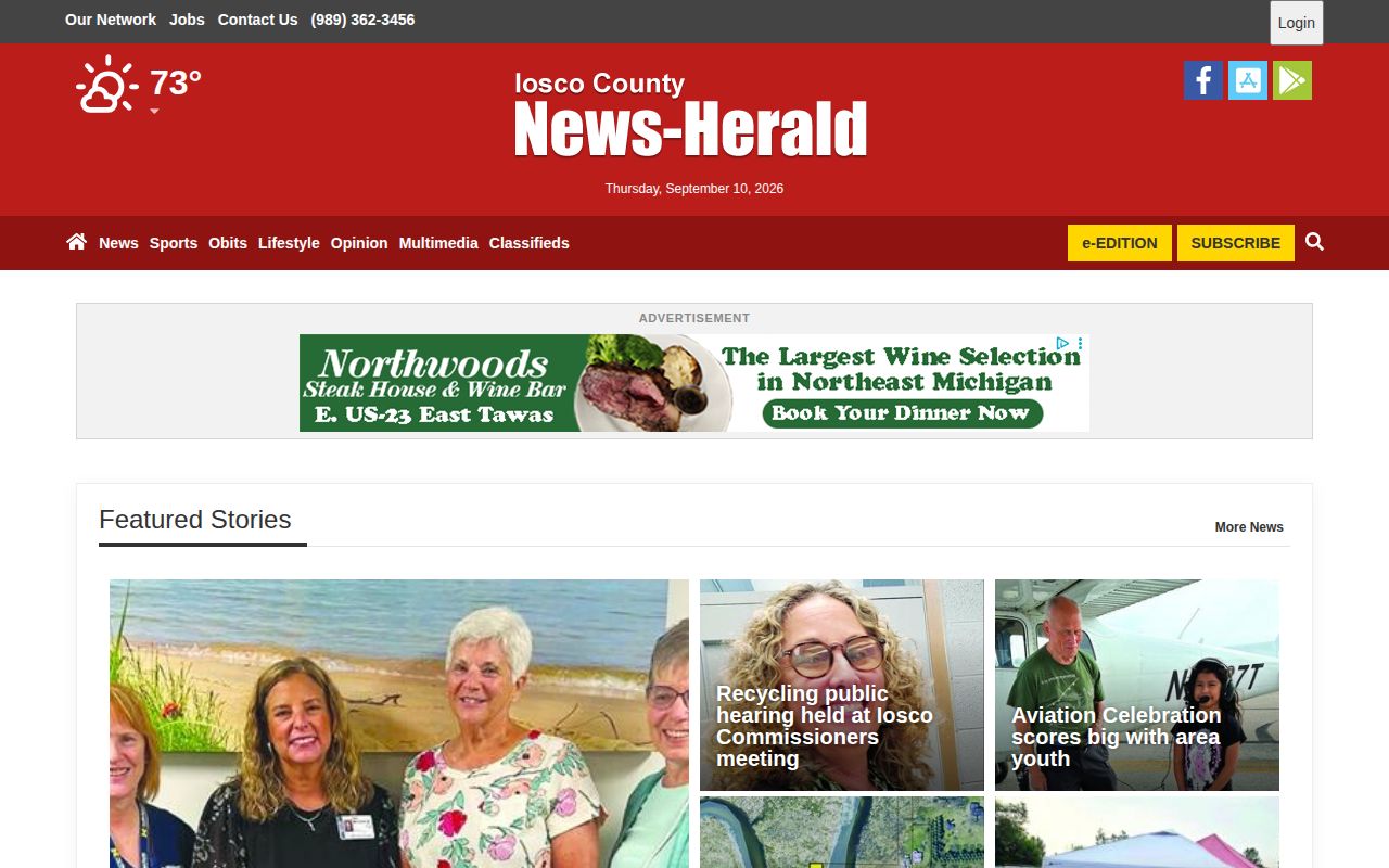 Iosco County News-Herald website capture